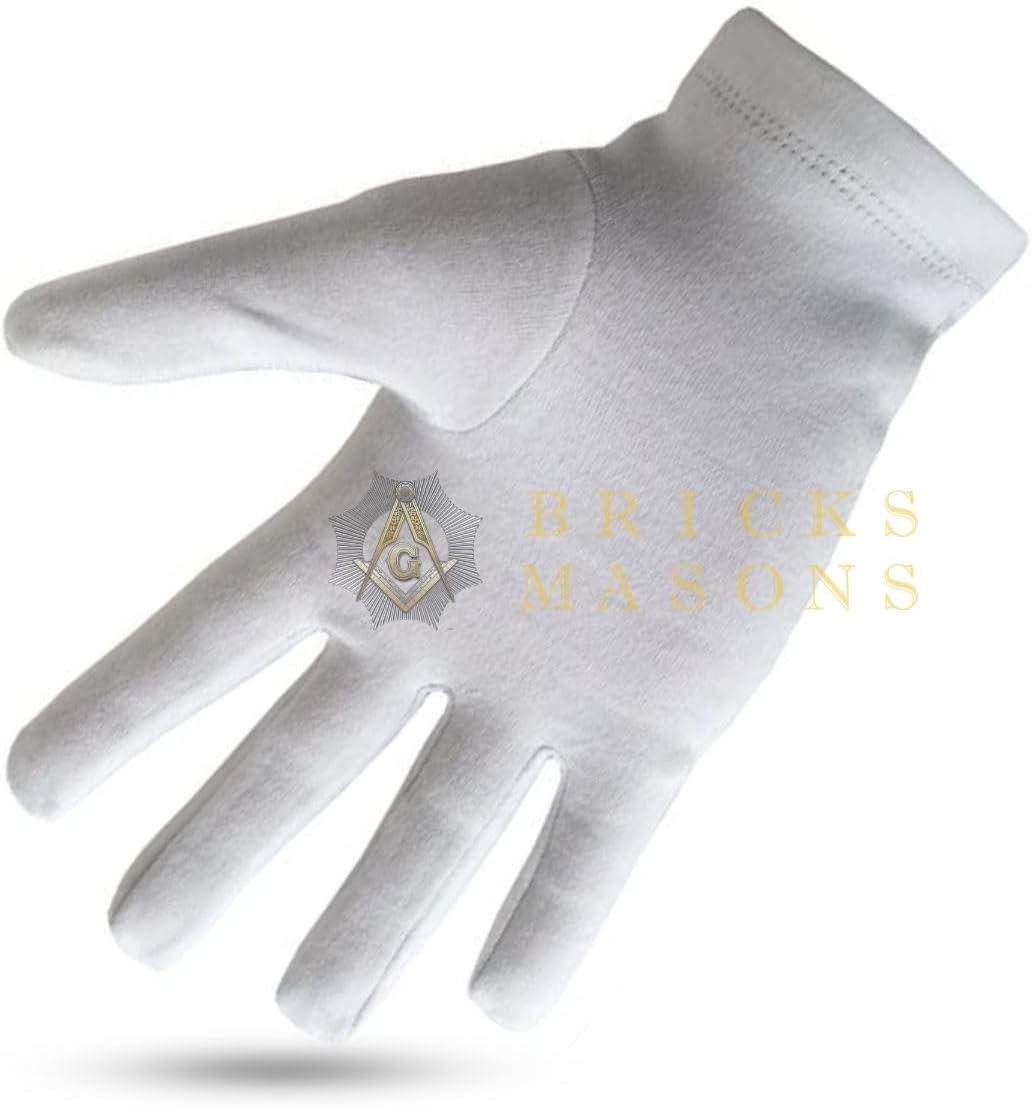 Bricks Masons Masonic Knight Templar Kt 100% Cotton Machine Embroidery White Glove