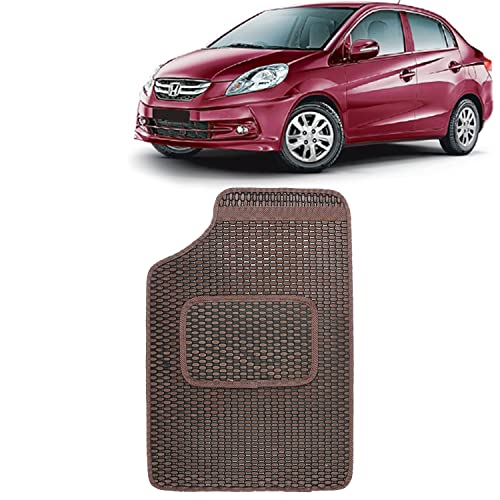 Image of Kingsway Dotted Design Car Floor Foot Mats Universal Fit for Honda Amaze, Model Year : 2013-2018, Water and Dustproof, Color Brown, Set of 5 Pieces