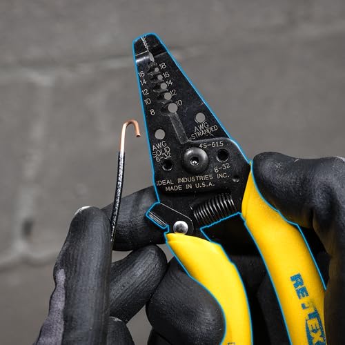 IDEAL Electrical 45-615 Reflex Super T Stripper - 8-18 AWG Solid, Yellow, Wire Stripper, Plier Nose, Slide Lock, Textured Grips