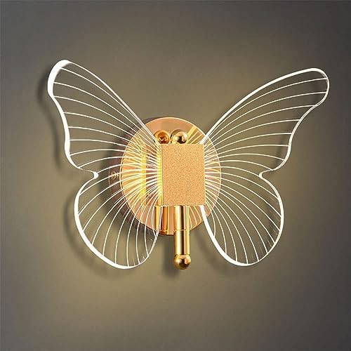 Lámpara de pared de mariposa LED de tres colores para salón y pasillo