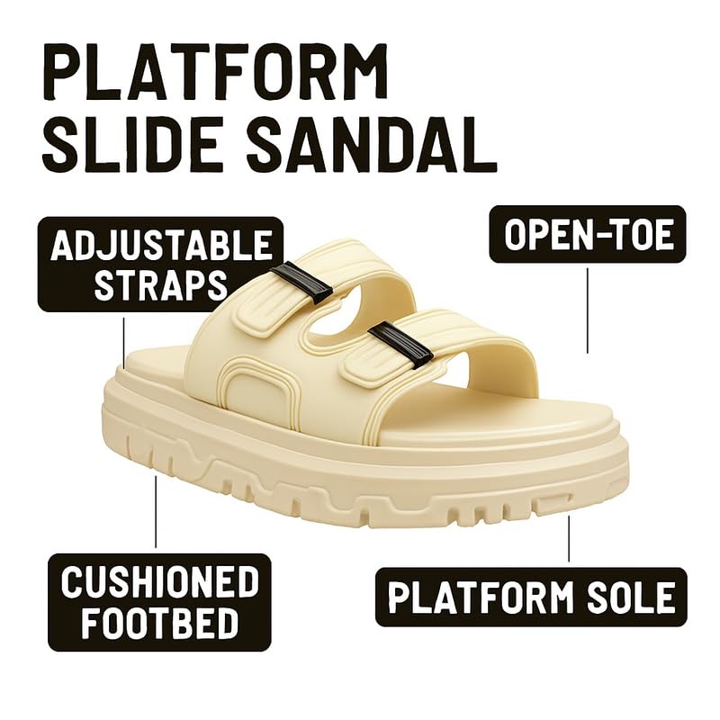 858-1 WOMEN'S Adjustable Footbed Sandals with Double Buckle Straps | Arch Support Cork Slides | Soft Cushioned Insole | Non-Slip Sole | Comfortable Summer Sandals for Travel, Beach & Casual Wear2