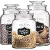 Glass Canister Set for Kitchen or Bathroom with Airtight Lid and Chalkboard Labels, Apothecary Glass Food Storage Jars - Set of 3 Cookie Jars, Candy, Coffee, Flour, Sugar, Rice, Pasta, Cereal & More, Clear Storage Containers! Glass Canister Set for Kitchen or Bathroom with Airtight Lid and Chalkboard Labels, Apothecary Glass Food Storage Jars - Set of 3 Cookie Jars, Candy, Coffee, Flour, Sugar, Rice, Pasta, Cereal & More, Clear Storage Containers!