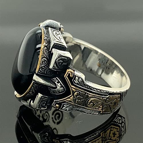 Men Handmade Ring, Oval Onyx Stone Ring, Onyx Gemstone Ring,Ottoman Men Sterling Silver Ring, Turkısh Handmade 925K Sterling Silver Ring #TOP2