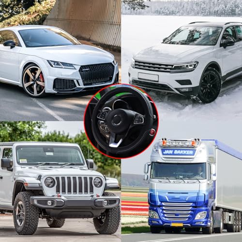 Adunsiaoto Lenkrad Abdeckung Mikrofaser, Heavy Duty Lenkradhülle, Carbon Fiber Auto Lenkrad, Abdeckung Atmungsaktiv Lenkradbezug Faser, Mikrofaser Leder Lenkradhülle Universal Größe(Grau)