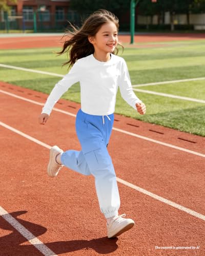 Image of Betusline Girls Fall Winter Clothing Sets, Long Sleeve Crop Top & Cargo Jogger Pants 2 Piece Outfit Sets,4T-14Y