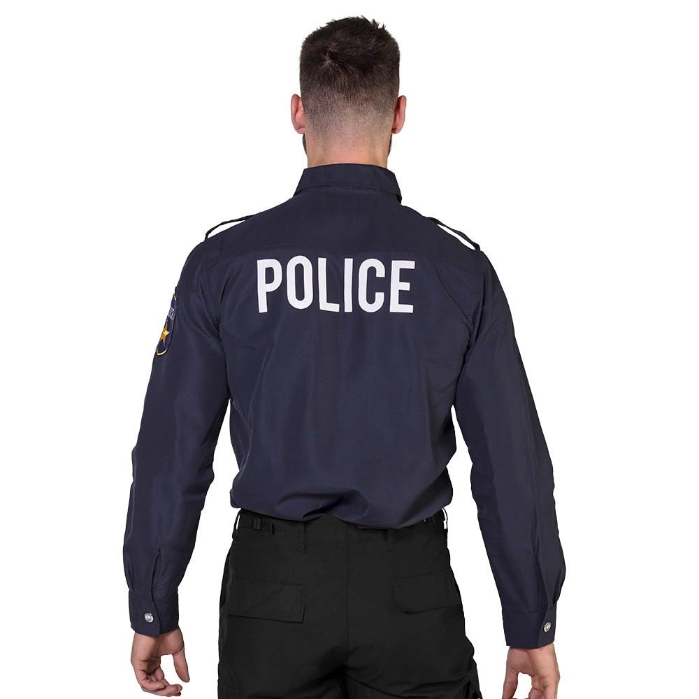 Boland - Camicia da Poliziotto, per Uomo, Poliziotto, Camicia a Maniche Lunghe con Ricamo, Agente, Sceriffo, Uniforme, Costume, Carnevale, Festa, Festa a Tema