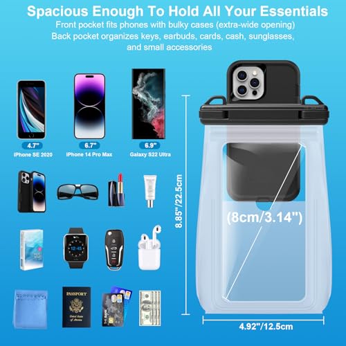 Kebrela 2 Pack Large Waterproof Phone Pouch, Waterproof Phone Case for iPhone 16 15 14 13 Pro Max Galaxy S25 S24 All Devices, IPX8 Double Sealing, Floating Water Proof Bag for Beach Water Park - image 5