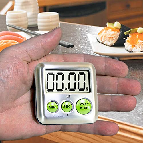 Elegant Digital Kitchen Timer Stainless Steel - Lime - Strong Magnetic Back - Kickstand - Loud Alarm - Large Display - Auto Memory - Auto Shut-Off (Lime) #TOP4