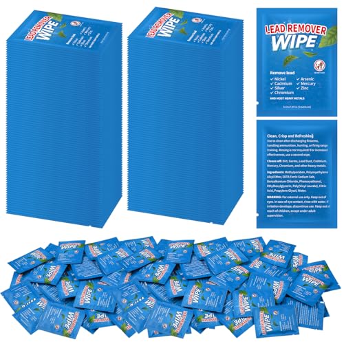 Heigble 100 Pack Lead Remover Wipes for Shooting Hand & Surface Cleaning Wipes Effectively Removes Lead, Dust, Oil & Grime Individually Wrapped Wipe for Shooting Ranges, Hunting, Industrial Use