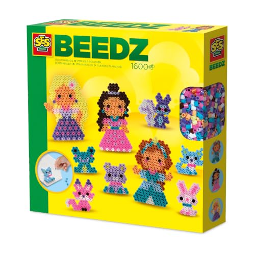Ses Creative Perles à Repasser - Princesses et Amis Les Animaux | Activité Manuelle | sans PVC | Set Complet | pour Les Filles | Plusieurs Couleurs | 1600 Perles et Plaque