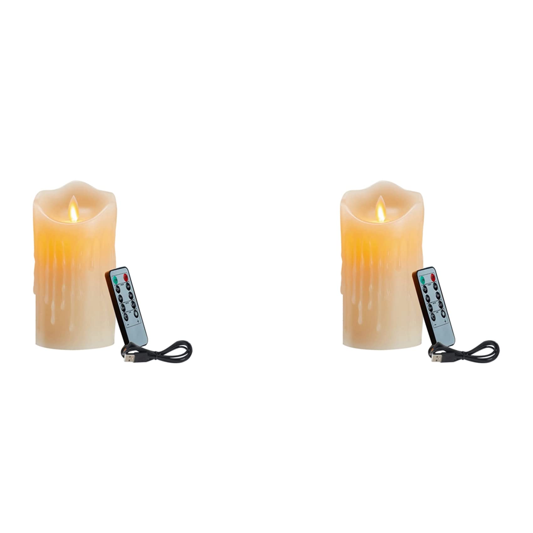Hndhbfgrt 2X LED Candles, Flickering Flameless Candles,Rechargeable Candle, Real Wax Candles with Remote Control,10cm