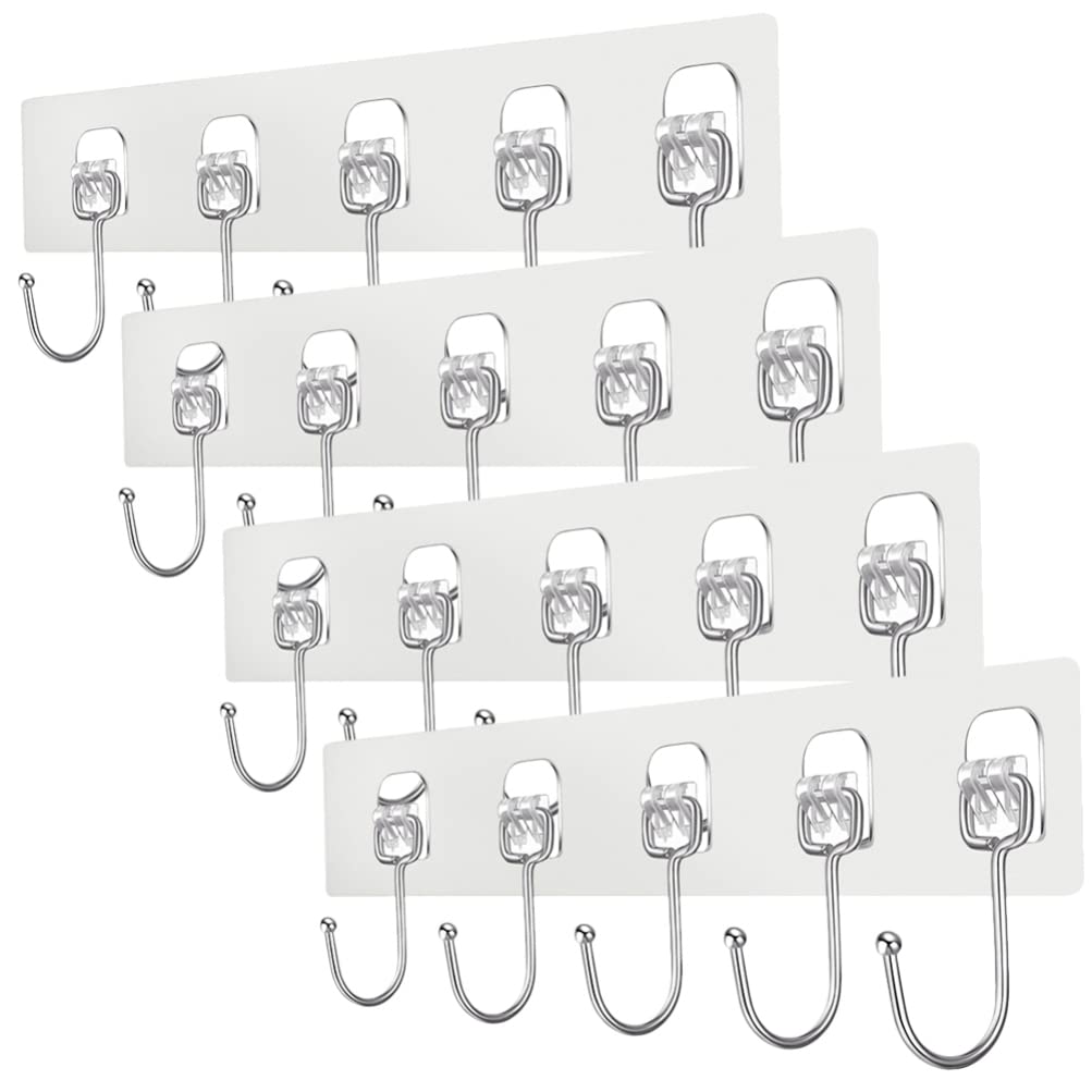VASDEV Perchas de Metal Ganchos de decoración 4 Piezas Ganchos Adhesivos de Gancho de Fila Multifuncional para Garaje Taller Cocina Perchas de Metal Percha de Metal (Transparente 35X6.5CM