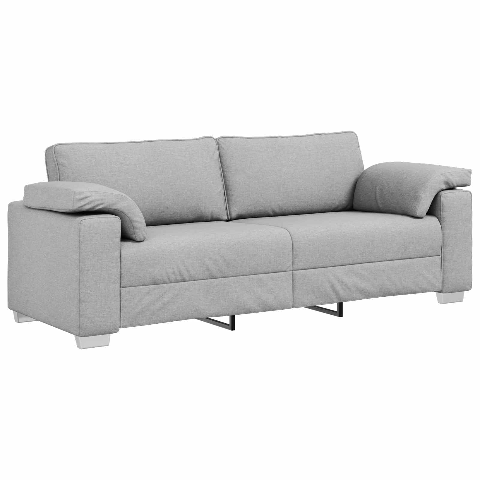 Nowoczesna sofa 3-osobowa, szara, 219 cm, materiałowa kanapa do salonu, trwałe wzornictwo z szerokimi podłokietnikami, wygodne siedzenie