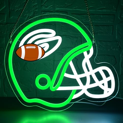 Football Neon Sign for Wall Decor Football Team Neon Sign for Man Cave or Garage Decor Birthday Gifts for Men Green Led Light for Bedroom Bar Dorm Party Game Room Size 11.8 * 10.11(ZYLD295)