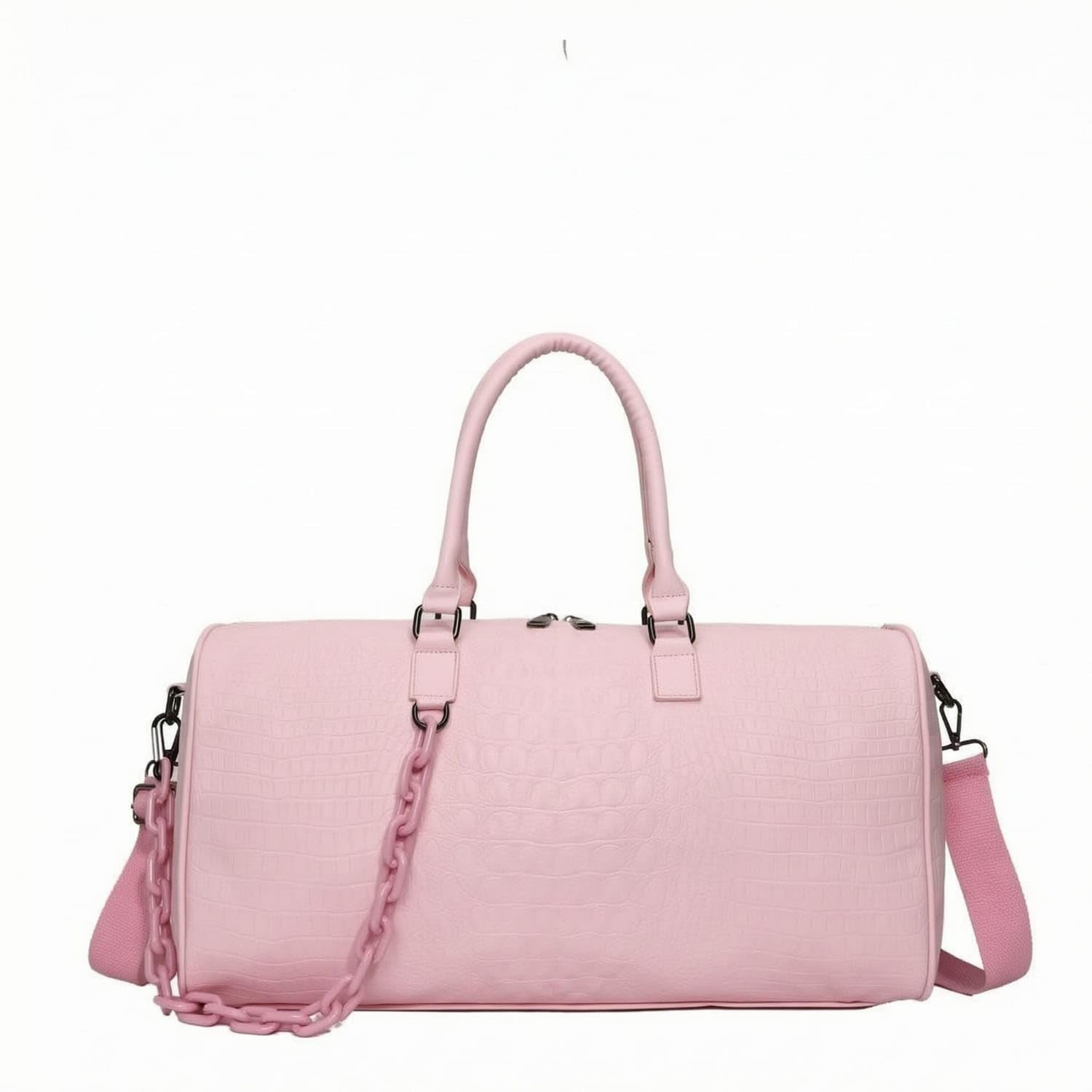 URJIX™ Detachable Shoulder Strap Crocodile Light Pink PU Leather | Carry Options Storage PU Leather Pink Light-image-6