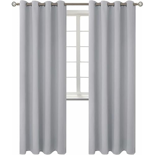 BGment Room Darkening Curtains 84 Inches Long - Grommet Thermal Insulated Drapes Window Treatment Curtains for Bedroom, 2 Panels, 52 x 84 Inch, Light Grey