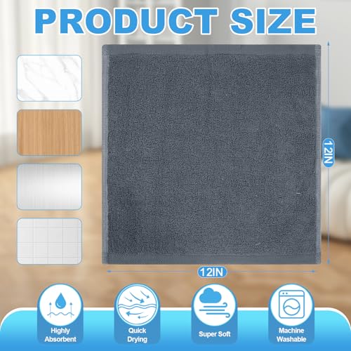 Image of 12 Pack 100% Cotton Wash Cloth, 12x12 Inch Highly Absorbent and Soft Feel Fingertip Towels, Machine Washable Washcloths for Bathroom, Gym, Hotel, Spa and Kitchen, Grey