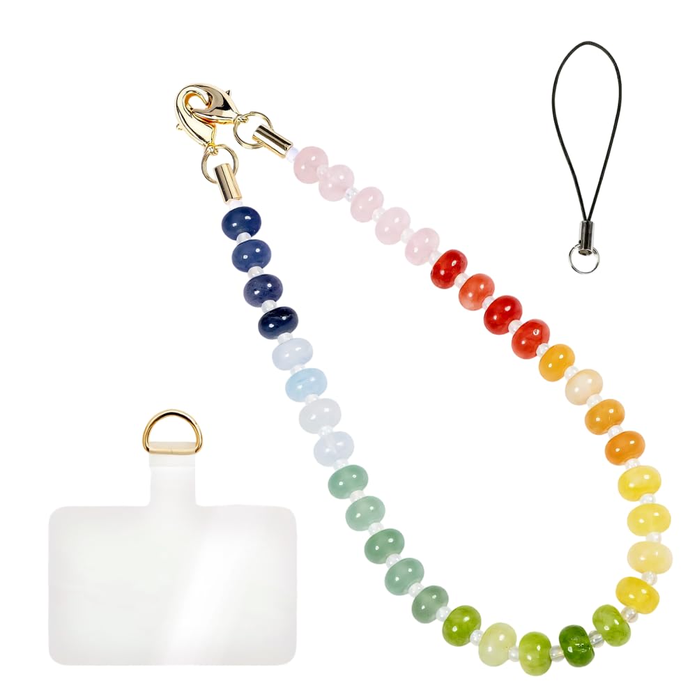 CARPJZ Phone Wrist Strap, Handmade Natural Stone Phone Charm Detachable Beaded Lanyard for Bags Phones