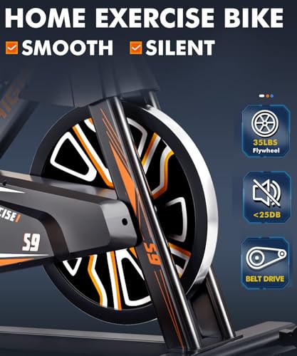 PYHIGH Magnetic Stationary Exercise Bike for Home Indoor Cycling Bikes Excersize Bike Comfortable Seat Cushion Belt Drive Ipad Holder with LCD Monitor Cardio Workout Fitness Machine - Image 4