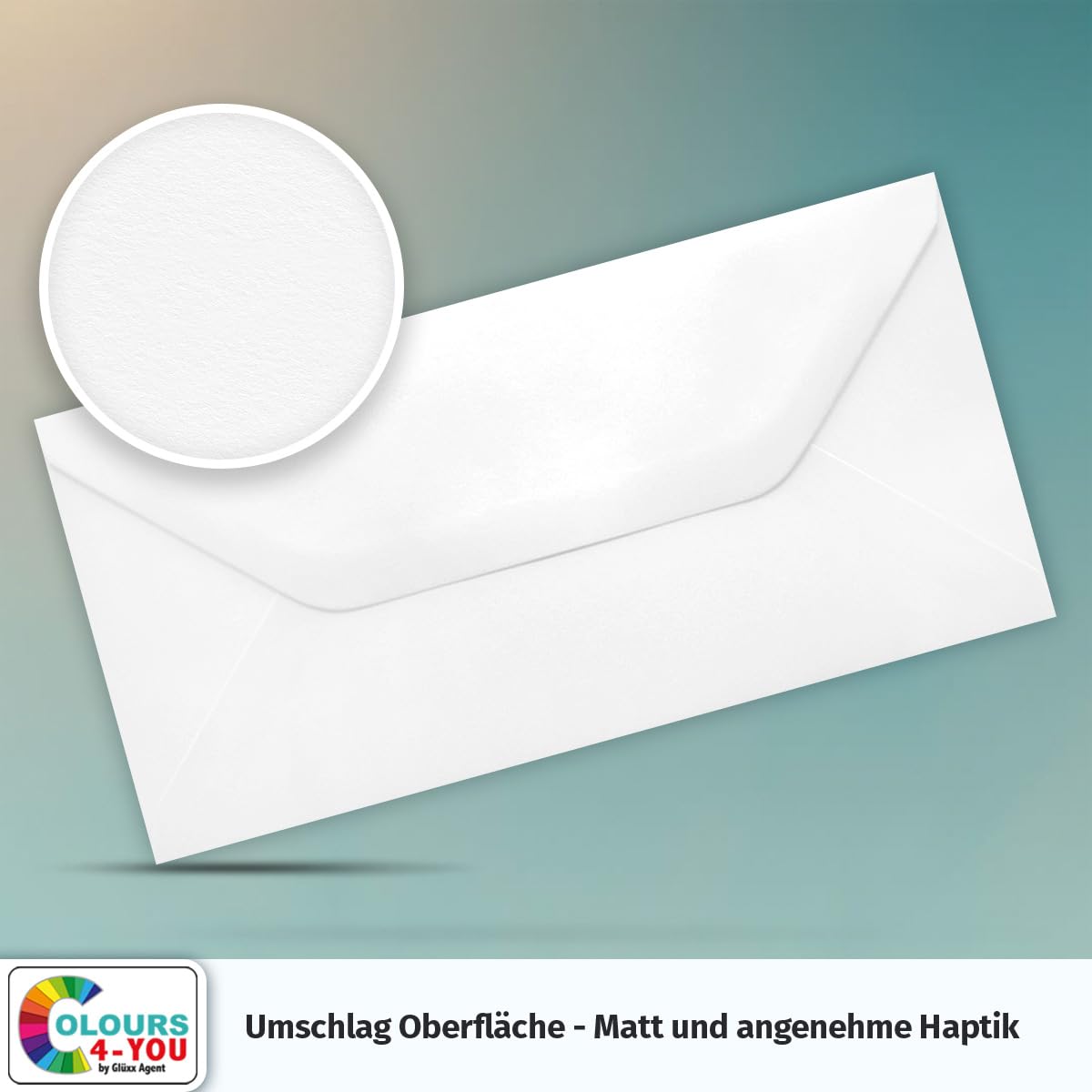 250 Briefumschläge DIN Lang Weiß - 11,0 x 22,0 cm - Kuverts mit 80 g/m² - Nassklebung mit gerader Klappe - Umschläge ohne Fenster - Colours-4-you