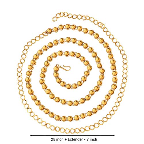 Image of I Jewels 18K Gold Plated Traditional Ethnic Round Kundan Studded Adjustable Kamarband /Belly Chain /Kandora /Wait Belt For Women (B020)
