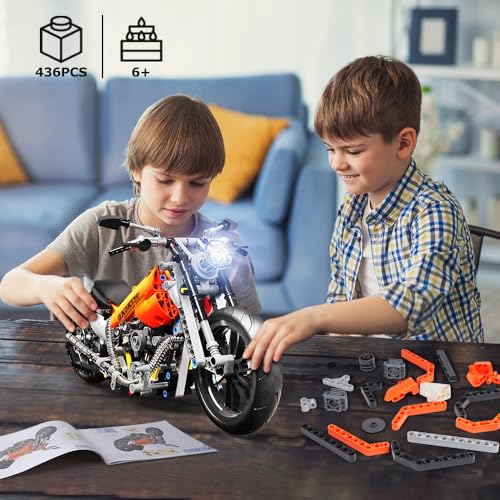 Hogokids HG-T3009 Motorcycle Building Block Set - 436 Pcs Collectible Motorcycle Display Model, Stem Tech Motorbike Toy Collection Brick Kit thumb #2