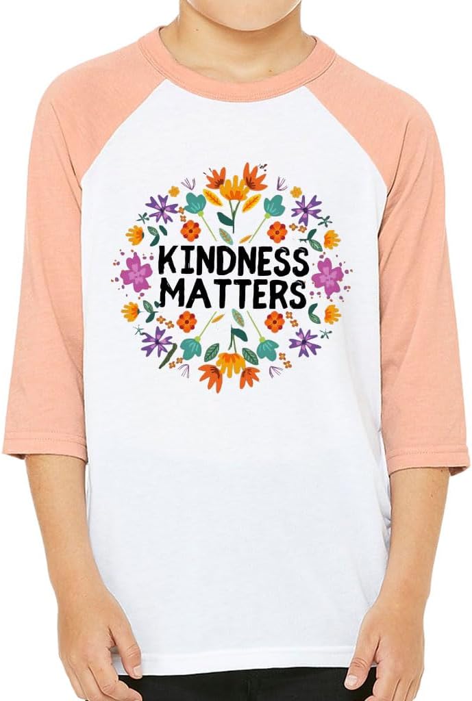 Kindness Matters Kids' Baseball T-Shirt - Be Kind Motif Gift Ideas - Clothing for Girl