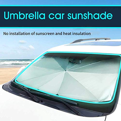 WOOPOWER Car Front Sunshade Protection Cover, Car Sunscreen Insulation Sun Shade Umbrella Front Windshield Car Summer Sunscreen Cooling Sunshade Protection (L: 54x51x31inch)