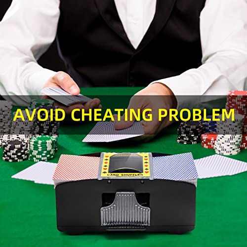 Image of Homwom Automatic Card Shuffler of Playing Card, Texas Hold'em, Poker, Home Card Games, Blackjack, Battery Operated Electric Poker Shuffling Machine (1-2 Deck)