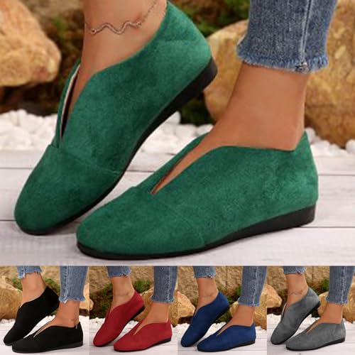 Womens Ballet Mary Jane Flats Slip On Wide Toe Box Round Toe Comfortable Dress Shoes Fashion Casual Retro Hollow Non-Slip Loafer Women Ballerina Wedding Work Office Flat Lazy Shoes4