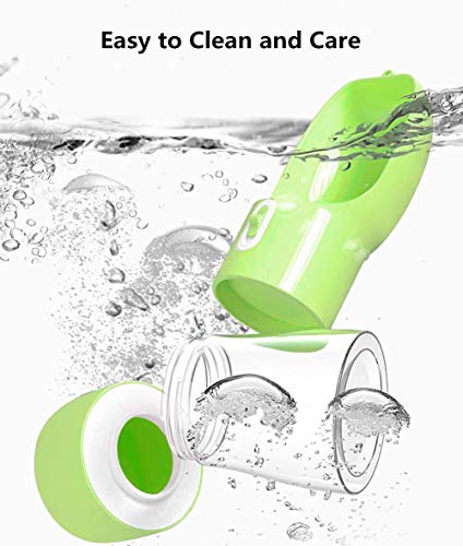 Image of Portable Dog Water Bottle with Food Container Dishwasher Safe-Green | 3 IN1 Drinking Bottle for Pet Puppy Outdoor Walking Hiking Travel | Leak Proof Dog Water dispenser with Bowl BPA Free