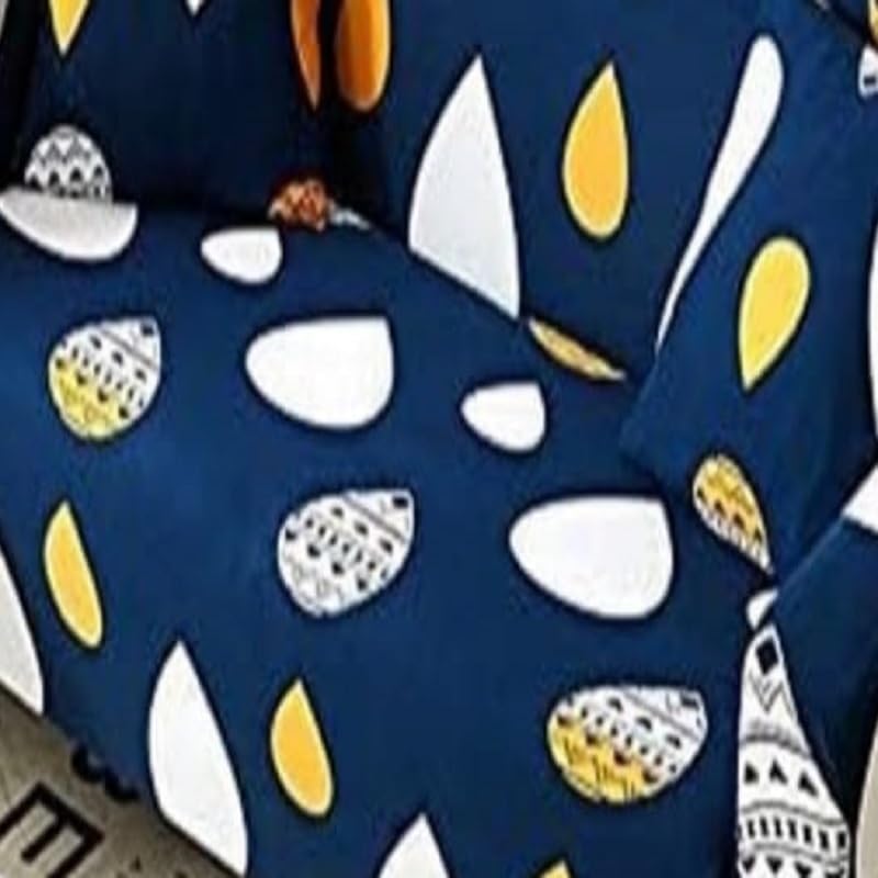 Image of BLUSH & BLOOM 3 Seater Elastic Stretchable Sofa Cover with Floral Print, Navy Blue, Elastic Slipcover for Living Room (Blue 1)