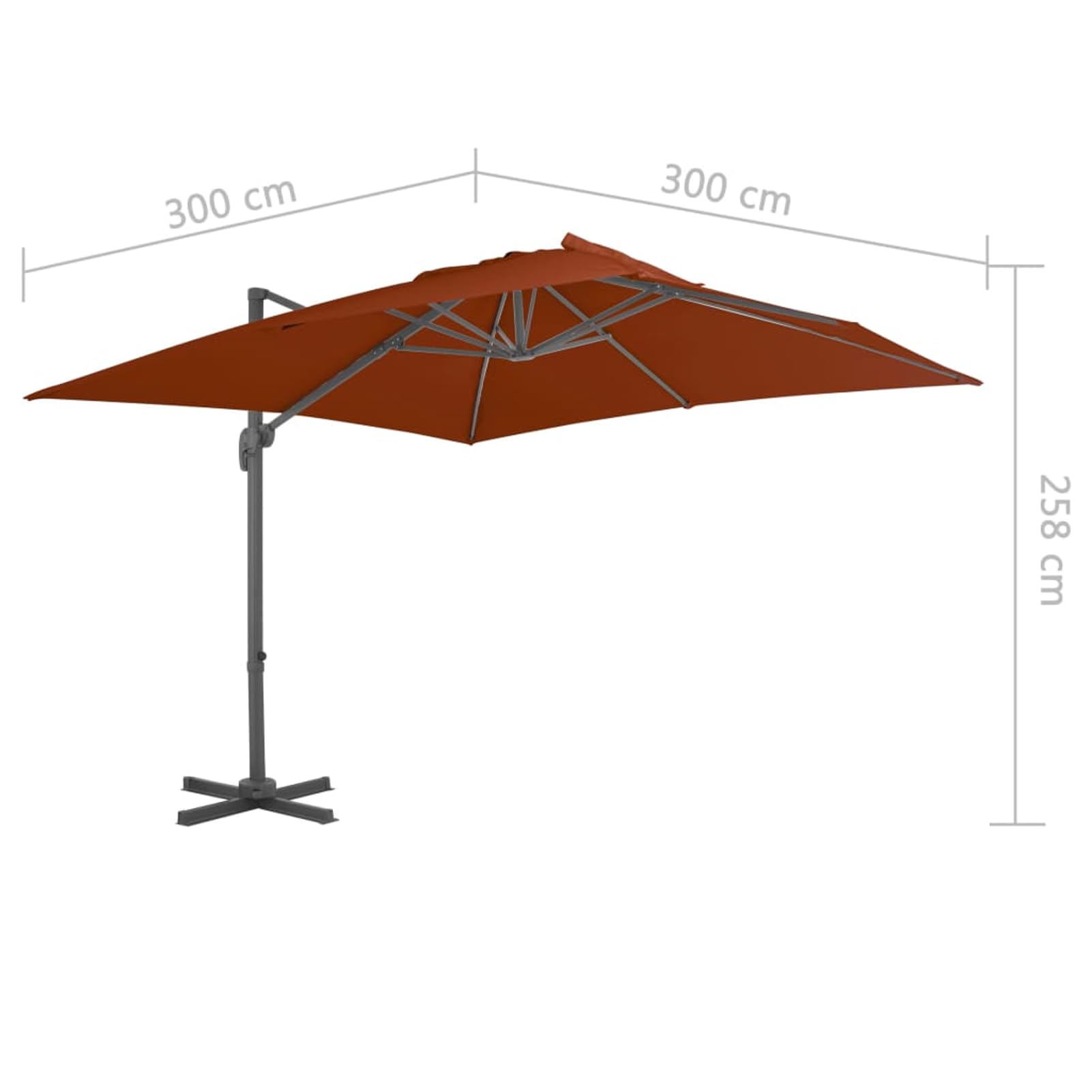 Parasol przeciwsłoneczny z aluminiowym masztem, 300 x 300 cm, kolor piaskowy, ochrona przed promieniowaniem UV, poliester, ochrona przed słońcem, do ogrodu,