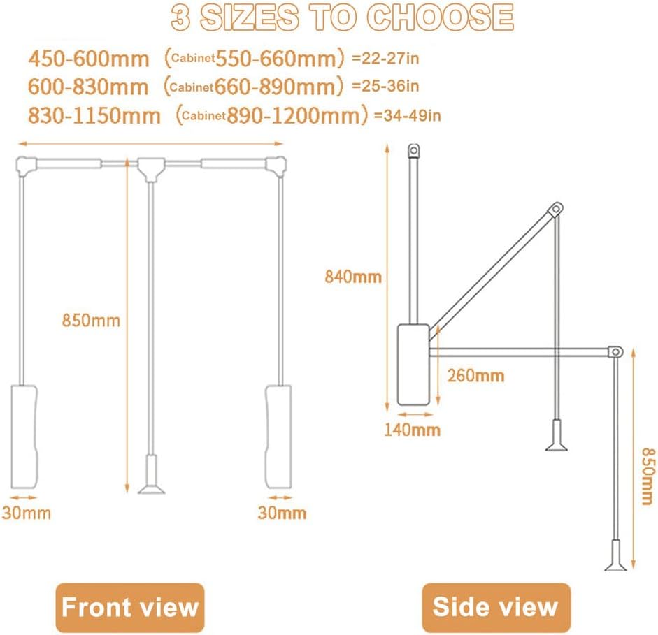 Retractable Wardrobe Rail, Adjustable 22-49 Inch Closet Hanger Organizer, Space Saving Storage System, Pull Down Wardrobe Rail Lift,S4,22to27in