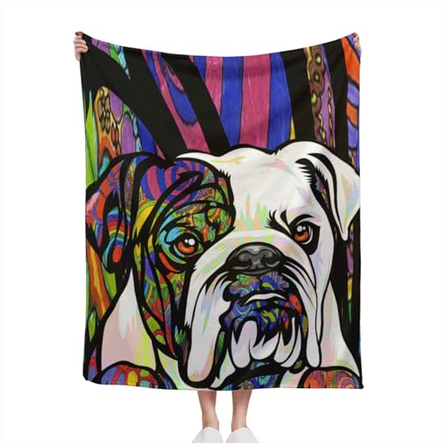 Exontitoc Bulldog Throw Blanket Dog Printed Pattern Blanket Suitable for Men Women Boy Girl Cute Bedroom Decoration Pet Blankets Sofa Air Conditioning Blanket (60''X50'', Bulldog)