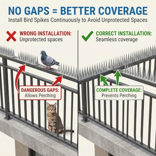 Image of Bird Spike 7 Piece Silver | Pigeon Bird Control Spikes for Balcony, Railing, Window, AC & Roof