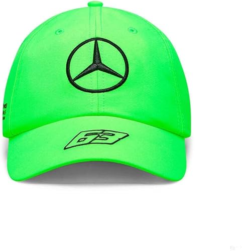 Mercedes AMG Petronas Gorra de conductor de George Russell 2023 para equipo de Fórmula 1, color verde neón, unisex, talla única, Verde neón