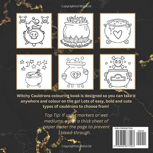 Witchy Cauldrons Colouring Book: A colouring book full of cauldrons for all ages. For those who love all things witchy and magic. Perfect for relaxation and stress relief. – vue 2