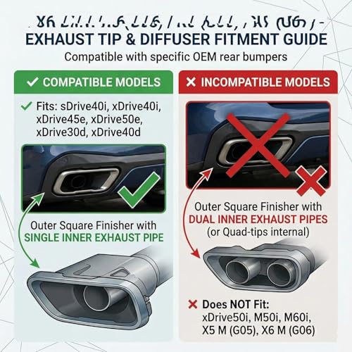 Tubo de escape de acero inoxidable 304 negro brillante para silenciador de X5 G05 2019+ 6