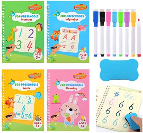 YAMMI Deutsch Magisches Heft 4er Set - Schreibübungen Für Kinder 3-6 Jahre