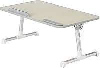 Amazon Basics Adjustable Laptop Lap Desk - Portable Foldable Stand Tray for Bed Couch, Fits 17-Inch Laptops, 12x20 Inch Cream