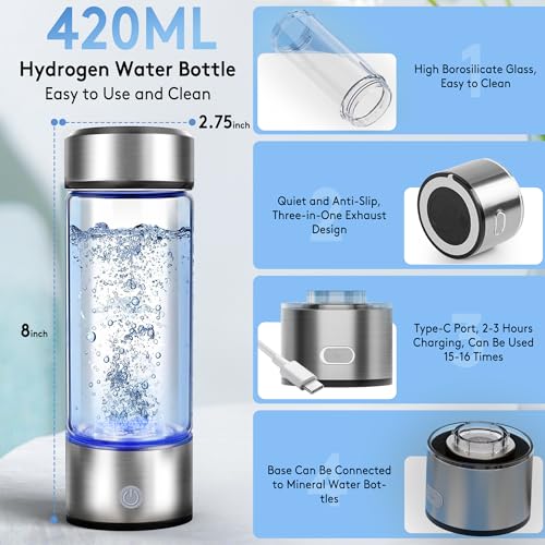 2025 New Hydrogen Water Bottle, 2800PPB in 3Min, SPE PEM Tech, Portable 16OZ, Rechargeable Hydrogen Water Bottle for Travel, Home, Office – Gift for Family & Friends - Image 5