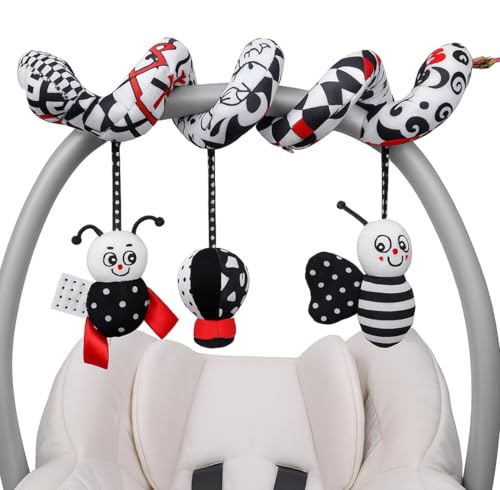 JYNVO Espiral Juguete Colgante para Cuna Bebé   Jirafa Blanco y Negro, Accesorio para Colgar en Cuna de Bebé,Suave Peluches para Bebes Niños y Niñas Regalos Originales