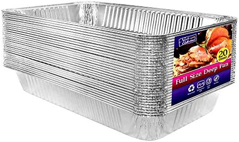 Aluminum Pans Full Size, Large Disposable Roasting & Baking Pan, 21"x13" Deep Foil Pans (20 Pack) Extra Heavy Duty Chafing Trays for Hotels, Restaurants, Caterers, Steam Table, Buffets & Bakeware