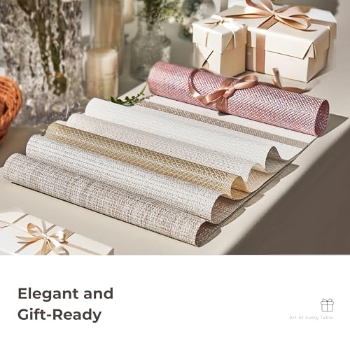 Leetaltree Woven Vinyl Placemats Set of 8,Beige and Gold by Leetaltree - Used condition - Image 7