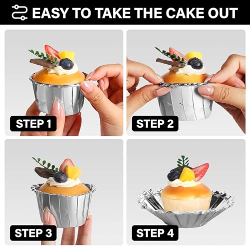 Image of Jubilant 50 Pcs Cupcake Liners, Disposable Ramekin Muffin Baking Cups, Aluminum Cupcake Cups, Little Foil Baking Cups