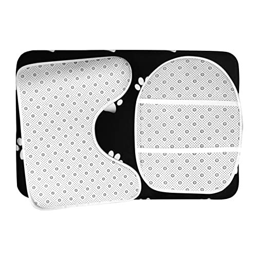 MBNGGAB Badematte + Konturmatte + Toilettendeckelbezug, Hund Pfote Drucke 3 Stück Badematten Set, mit rutschfester Klebeunterseite – Bild 7