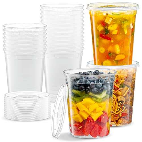 ELEGANT DISPOSABLES 32 OZ - Plastic Deli Food Storage Containers 24 Sets