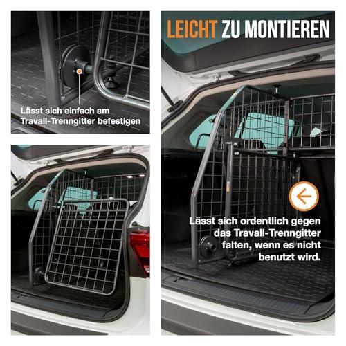 Travall Hundegitter Trenngitter & Heckgitter Set Für VW Tiguan (2016-2024) SUV Fahrzeugspezifischer Hundeschutzgitter & Gepäckbarriere, Einfache Montage Hundetransport und Gepäckschutz 50/50 Teilung