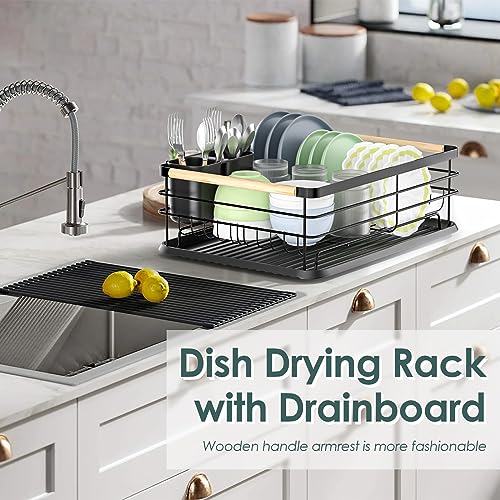 Dreamhigh® Scolapiatti da Appoggio, Scolapiatti da Lavello con sgocciola piatti da appoggio, Posate, Portabicchieri, Antiruggine Colapiatti, Adatto a Famiglia di 3-5 Persone - 2